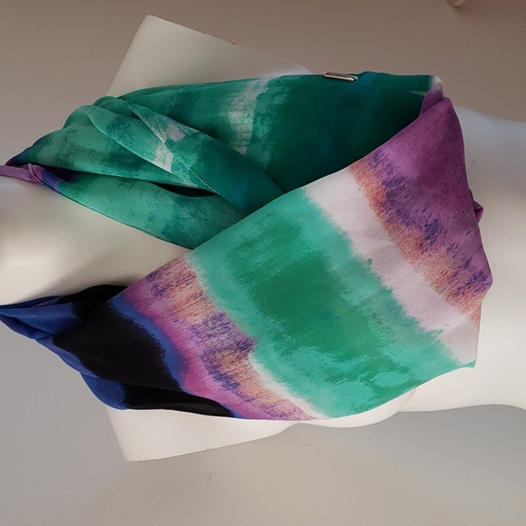 Calvin Klein rainbow stripe tie dye infinity scarf in Polyester? - Picture 3 of 8